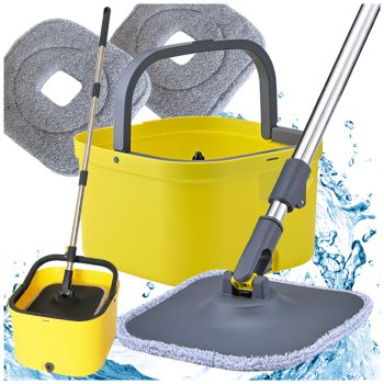 360 Spin Mop and Bucket Set with 2 Microfiber Pads, Yellow