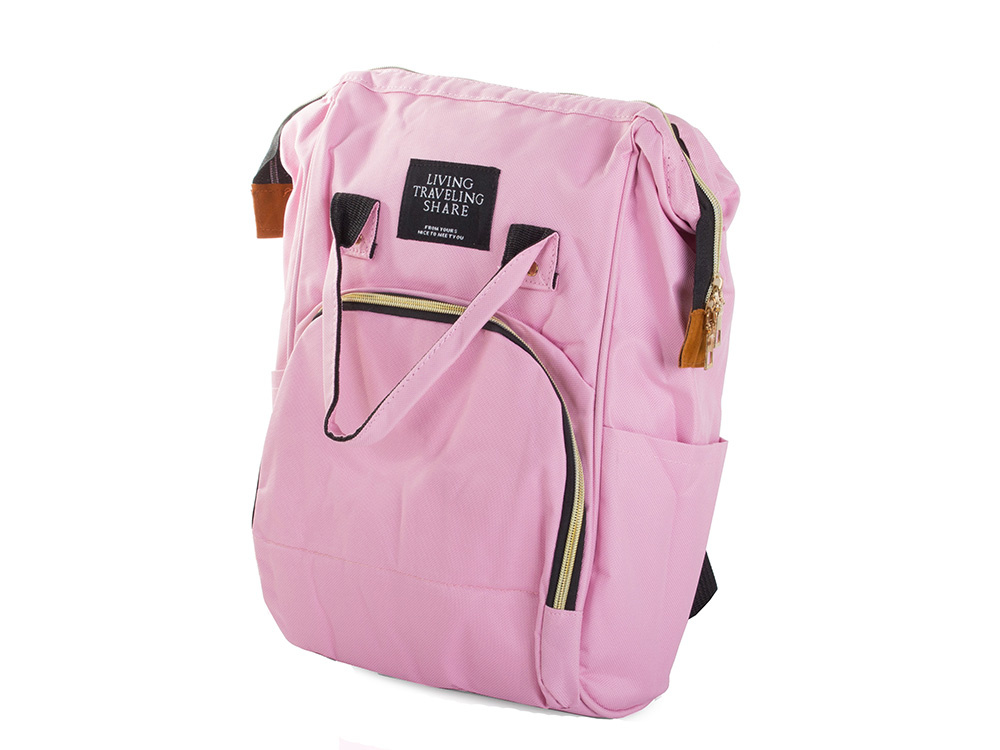 3-in-1 Diaper Bag Backpack with Stroller Straps, Pink (1)