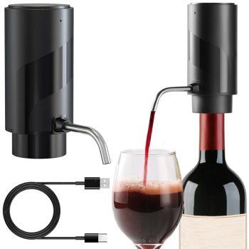 Electric Wine Aerator and Dispenser Pump USB-C, Black