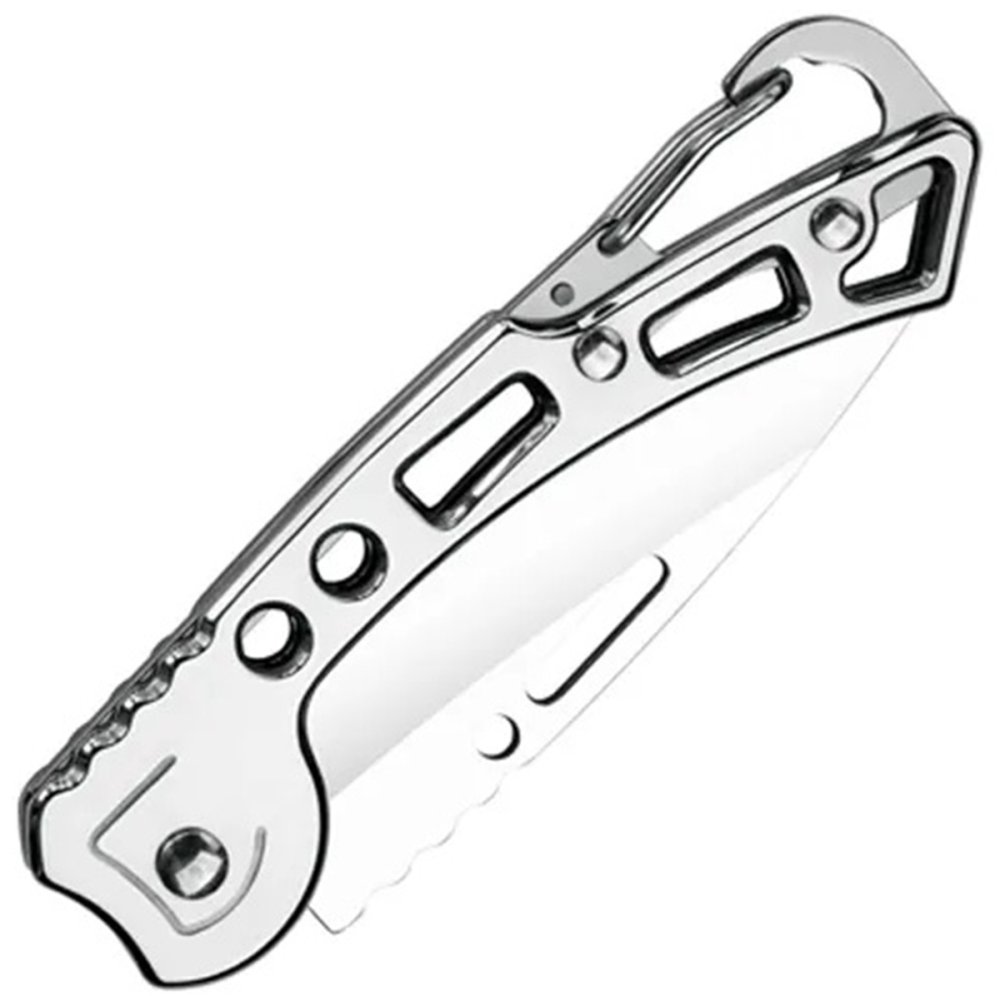 Folding Pocket Knife with Carabiner, silver (1)