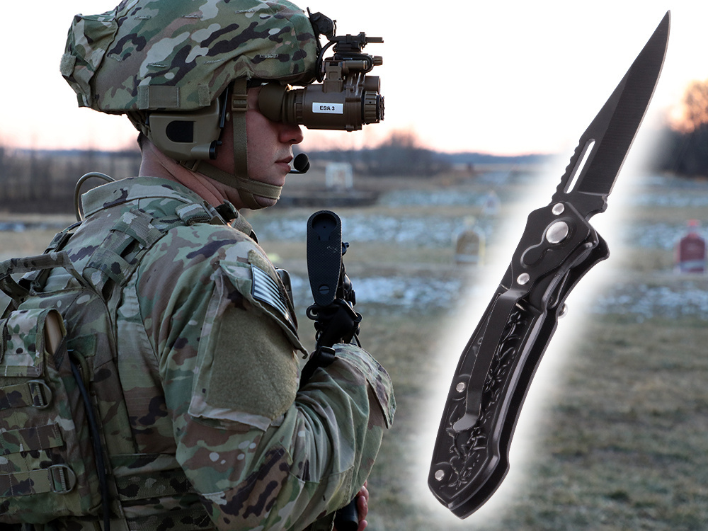 Tactical Steel Folding Knife with Decorated Handle (1)