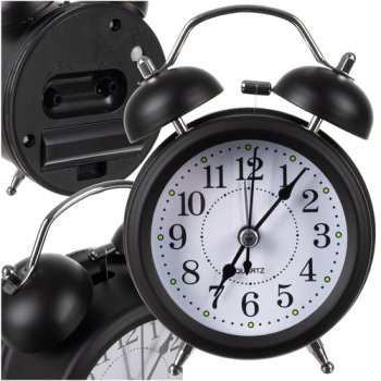 Retro Twin Bell Alarm Clock Izoxis 25473, Loud, Black
