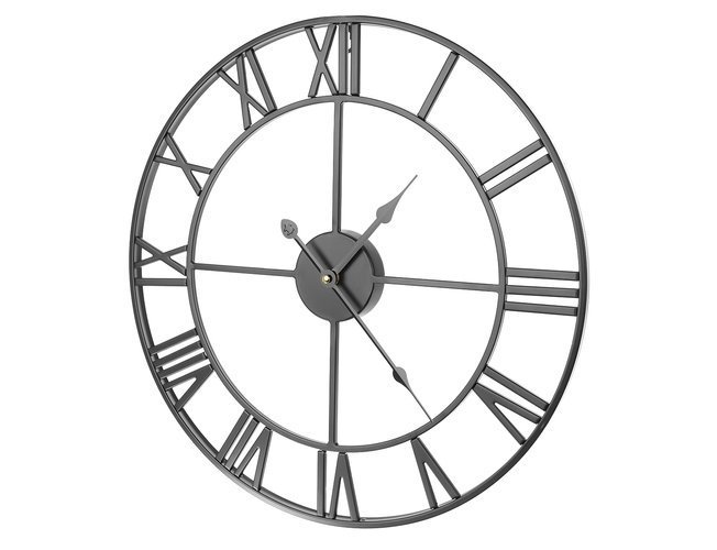 Large Metal Wall Retro Clock with Roman Numerals, Black, 47.5 cm (9)