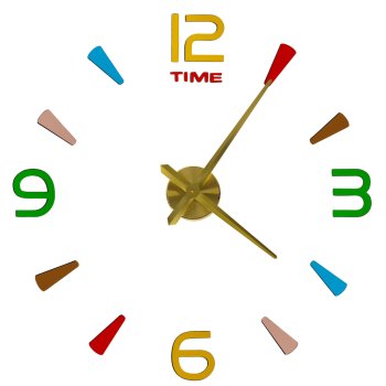 DIY Frameless Wall Clock Adjustable 80-90 cm, Multicolor with Gold Hands