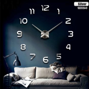 Stylish Wall Clock DIY 80-120 cm, Silver