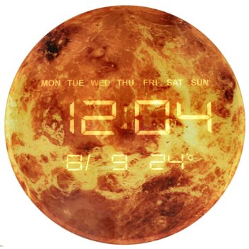 Mars Planet Digital LED Wall Clock with Display 32 cm, Orange