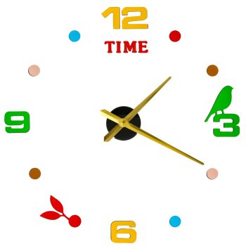 Adjustable DIY Stick-On Wall Clock 80-90 cm, Colorful Numbers, Gold Hands