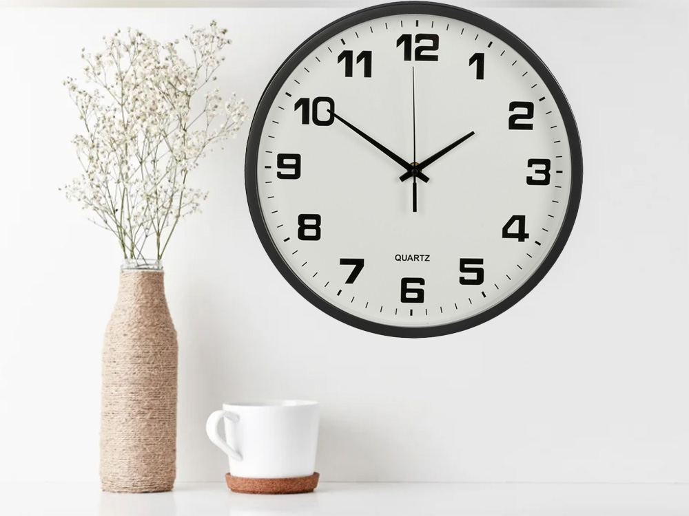 Wall Silent Round Clock 25 cm, Black (2)