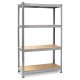 Plonos PL-700 Metal Storage Shelving Unit, Set of 2, 150 x 75 x 30 cm, Silver