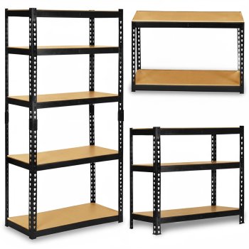 Heavy-Duty Metal Garage Shelving Humberg HR-853 72x36x16 in Storage Rack, black