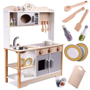 LULILO Kids Toy Wooden Kitchen With Accessories, 85cm