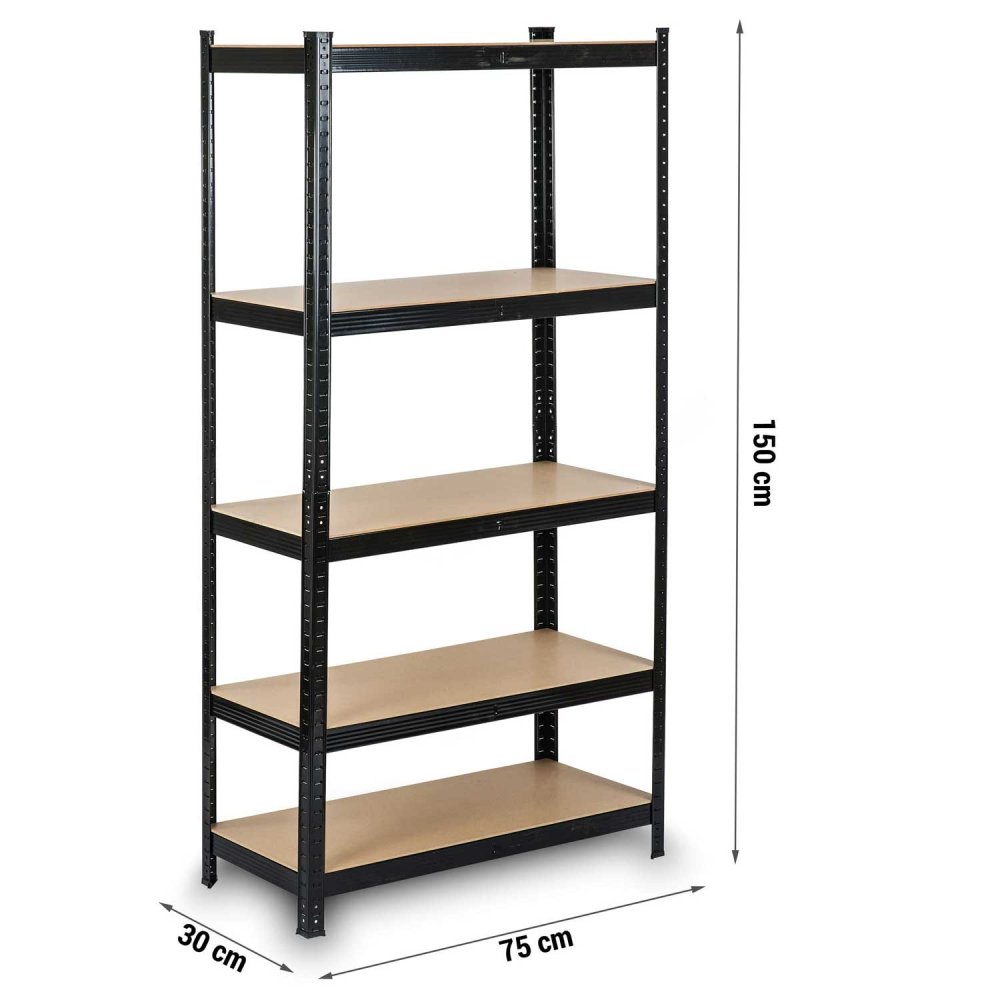 Heavy-Duty Metal Shelving Unit 150 x 75 x 30 cm Humberg HR-811, Black (3)