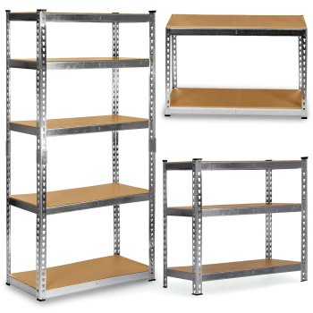 Heavy-Duty Metal Garage Shelving Unit Humberg HR-853 5-Tier 72x35x16 in, silver