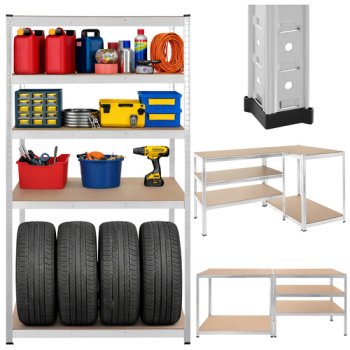 Heavy-Duty Garage Shelving Bigstren 5-Tier Metal Storage Rack, 2200 lbs Capacity, Silver