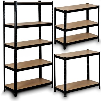 Humberg HR-813 Heavy-Duty Metal Shelving Unit, 180 x 90 x 40 cm, black