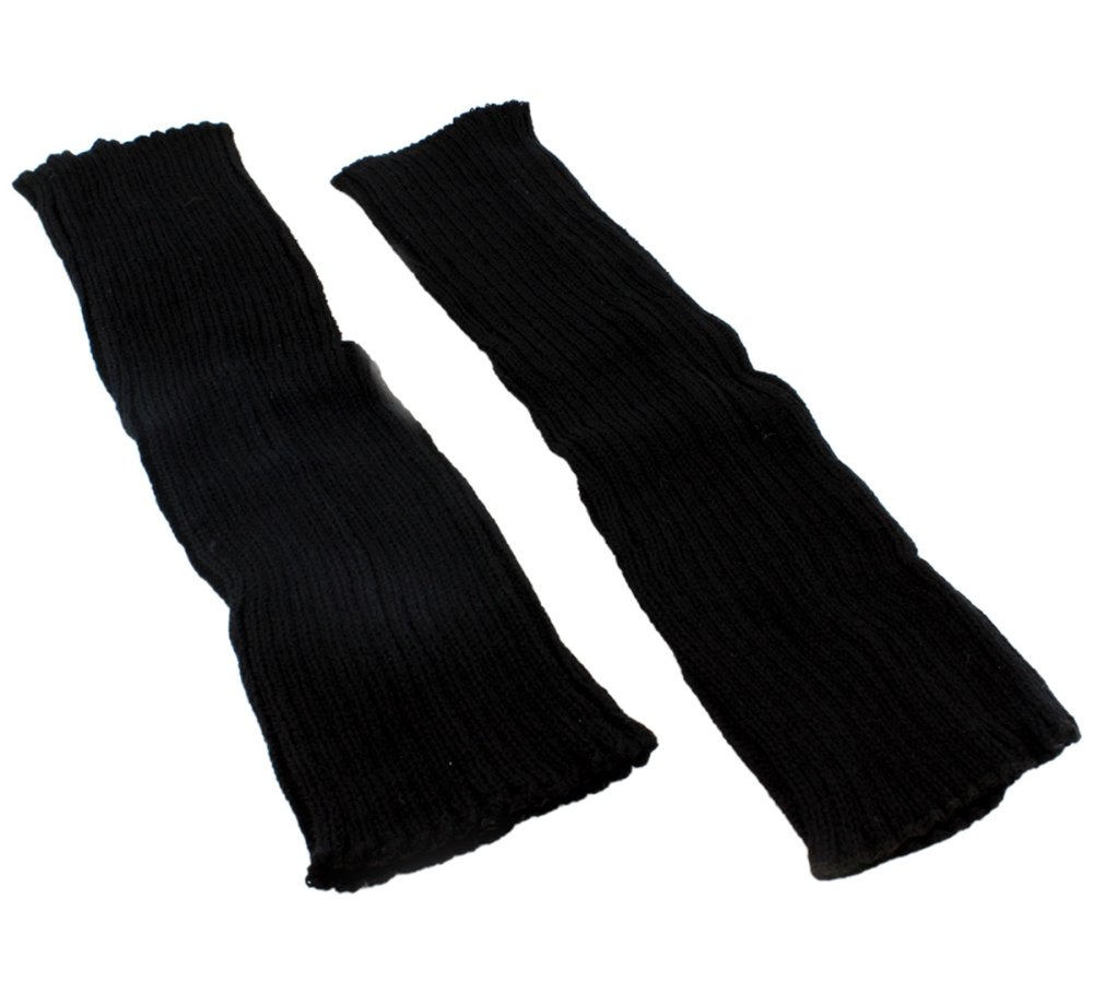 Warm cotton leg warmers with elastane, universal size, black (1)