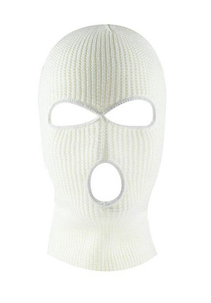 Warm Knitted 3 Hole Balaclava Ski Mask, white (2)