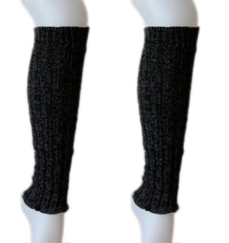 Warm cotton leg warmers with elastane, universal size, black