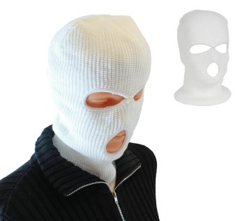 Warm Knitted 3 Hole Balaclava Ski Mask, white