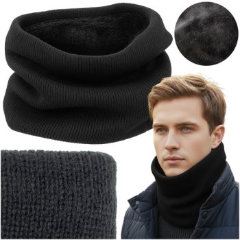 Trizand 26702 Men's Warm Winter Neck Warmer, Tube Scarf, Black