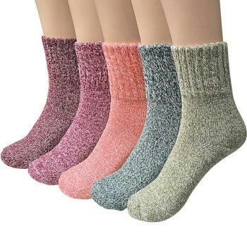 Women's winter socks, 5 pairs, size 36-39, assorted colors