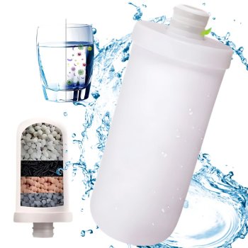 Water Heater Filter with Ionizing Cartridge for Clean Water, White