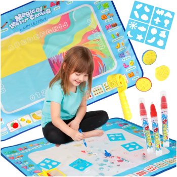 Large Water Drawing Mat with Alphabet & Accessories 100x80cm