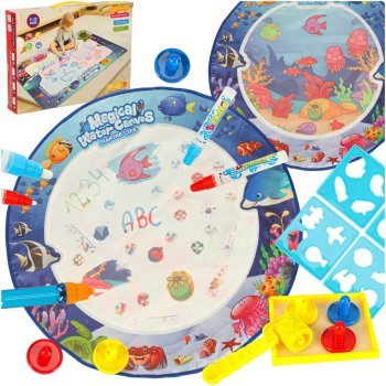 Water Doodle Mat for Toddlers with Pens & Stamps 80cm Round Sea World