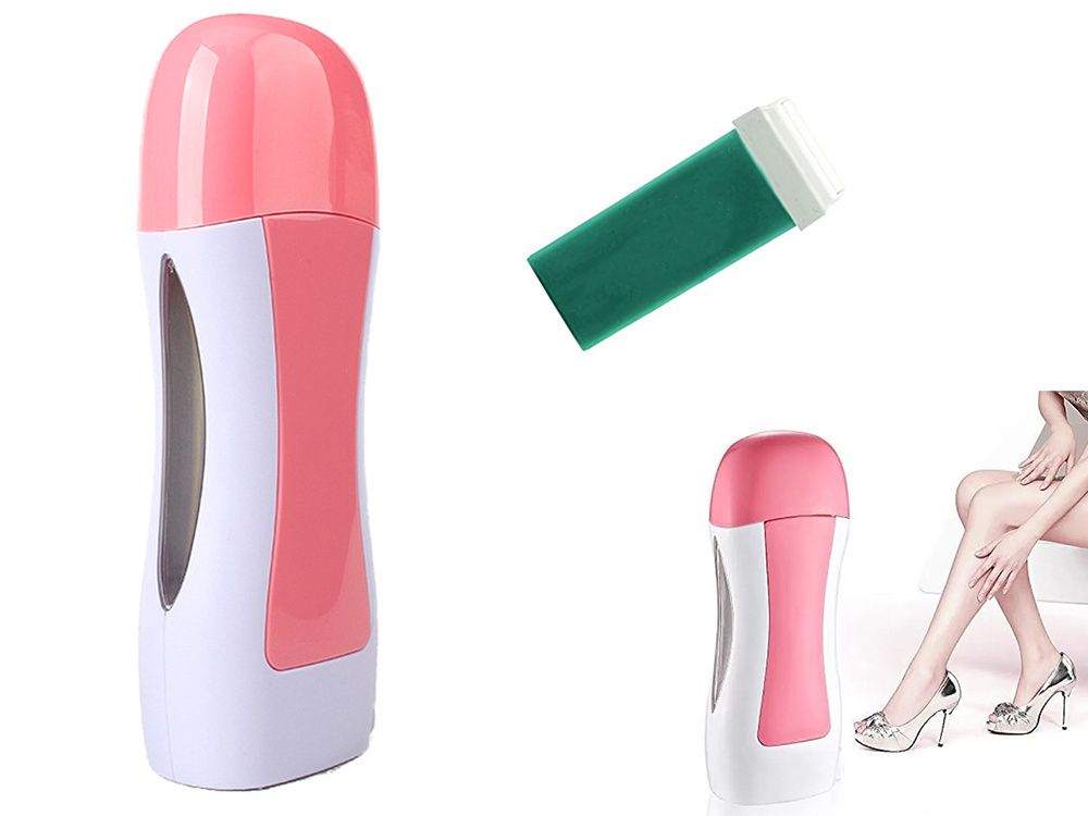 Roll On Waxing Kit with Wax Warmer, Cartridge and Strips, Pink and White (3)
