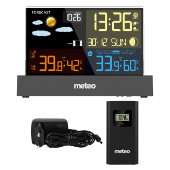 METEO SP110C Wireless Weather Station with DCF Clock, Black