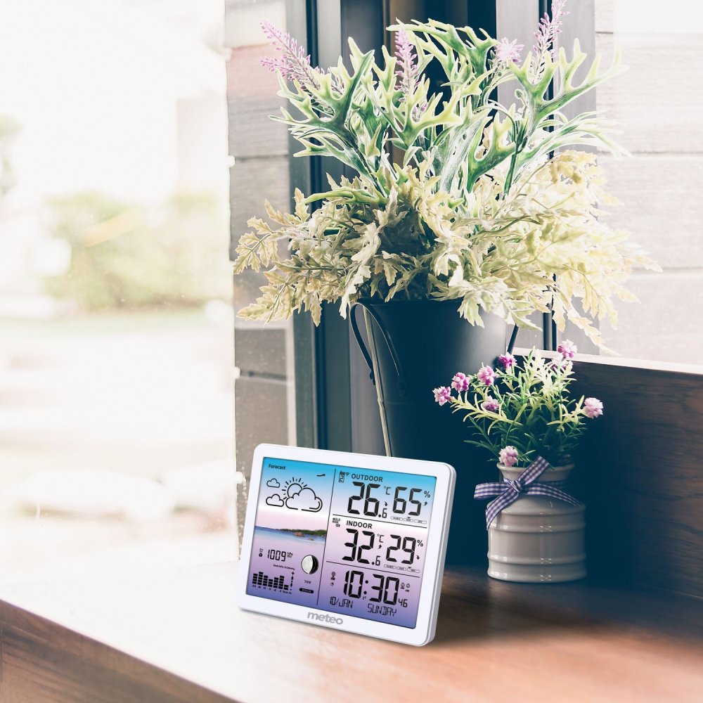 METEO SP107 Digital Weather Station with Wireless Outdoor Sensor, white (1)