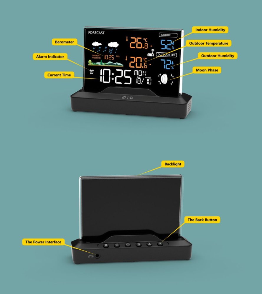 Wireless Weather Station with Outdoor Sensor and Color LCD Display (3)