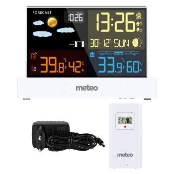 METEO SP110B Weather Station with DCF Atomic Clock and Outdoor Sensor, White