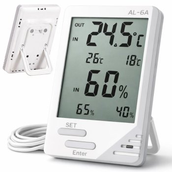 Digital LCD Weather Station with Indoor Outdoor Thermometer and Hygrometer