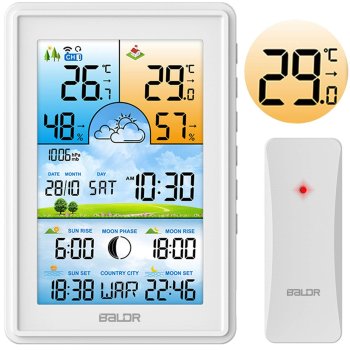 BALDR White Weather Station with Display BD-906 - Digital Home Monitor