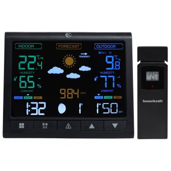 Wireless Weather Station with Outdoor Sensor, Thermometer, Barometer & Atomic Clock