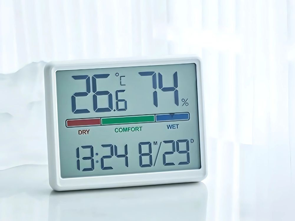 Electronic weather station with thermometer, hygrometer, LCD display, white (0)