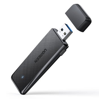 Ugreen External Wireless Network Adapter with USB 2.4 GHz 400 Mbps / 5 GHz 900 Mbps Connector, Black