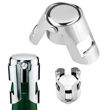 Stainless Steel Wine and Champagne Bottle Stopper, Silver