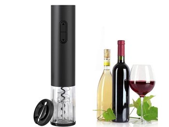 Electric Automatic Corkscrew with Foil Cutter / Wine Opener Accessory Set, Black