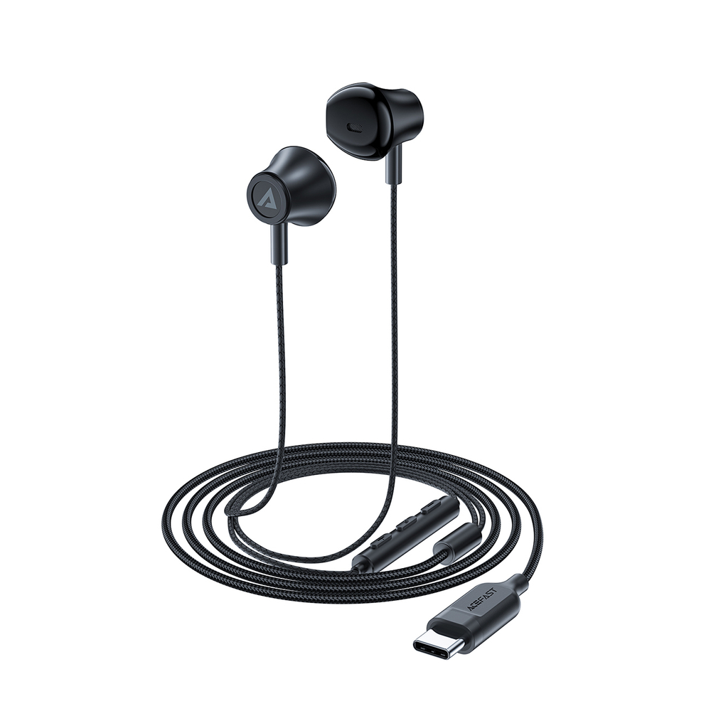 Acefast L2 in-ear headphones with USB-C connector, microphone and remote control 1.2 m - black (2)