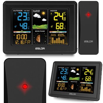 Baldr Bd-907 Wireless Weather Station with Color Display, Black