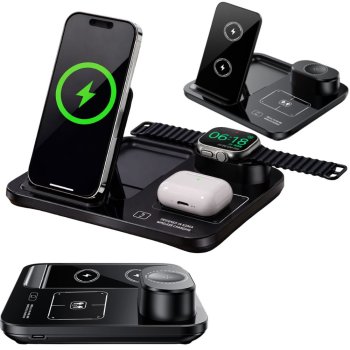 Fast 3-in-1 Wireless Charging Station for Phone Watch Earbuds