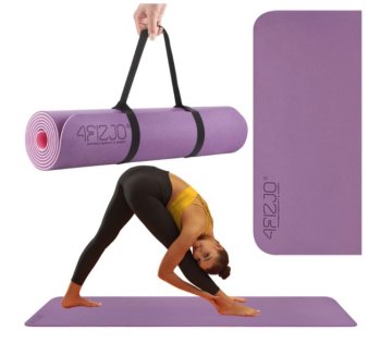 4Fizjo Gymnastic Non-Slip Fitness Foam Yoga Mat Foam TPE 180x60x0.6cm, Purple-Pink