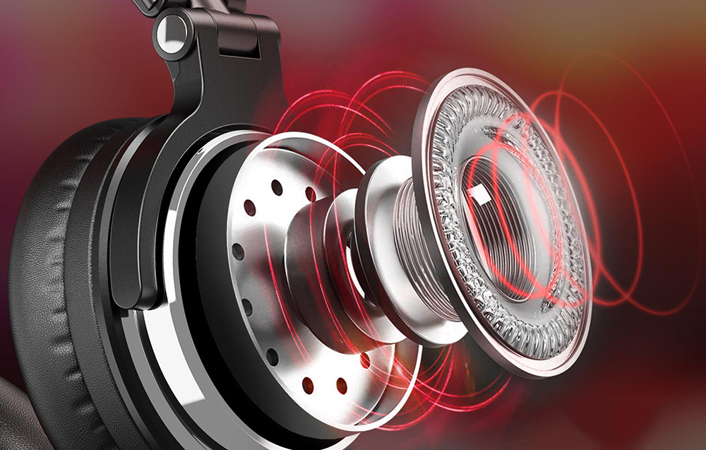 OneOdio Pro10 Wired Bluetooth Over-Ear Headphones, Red (2)