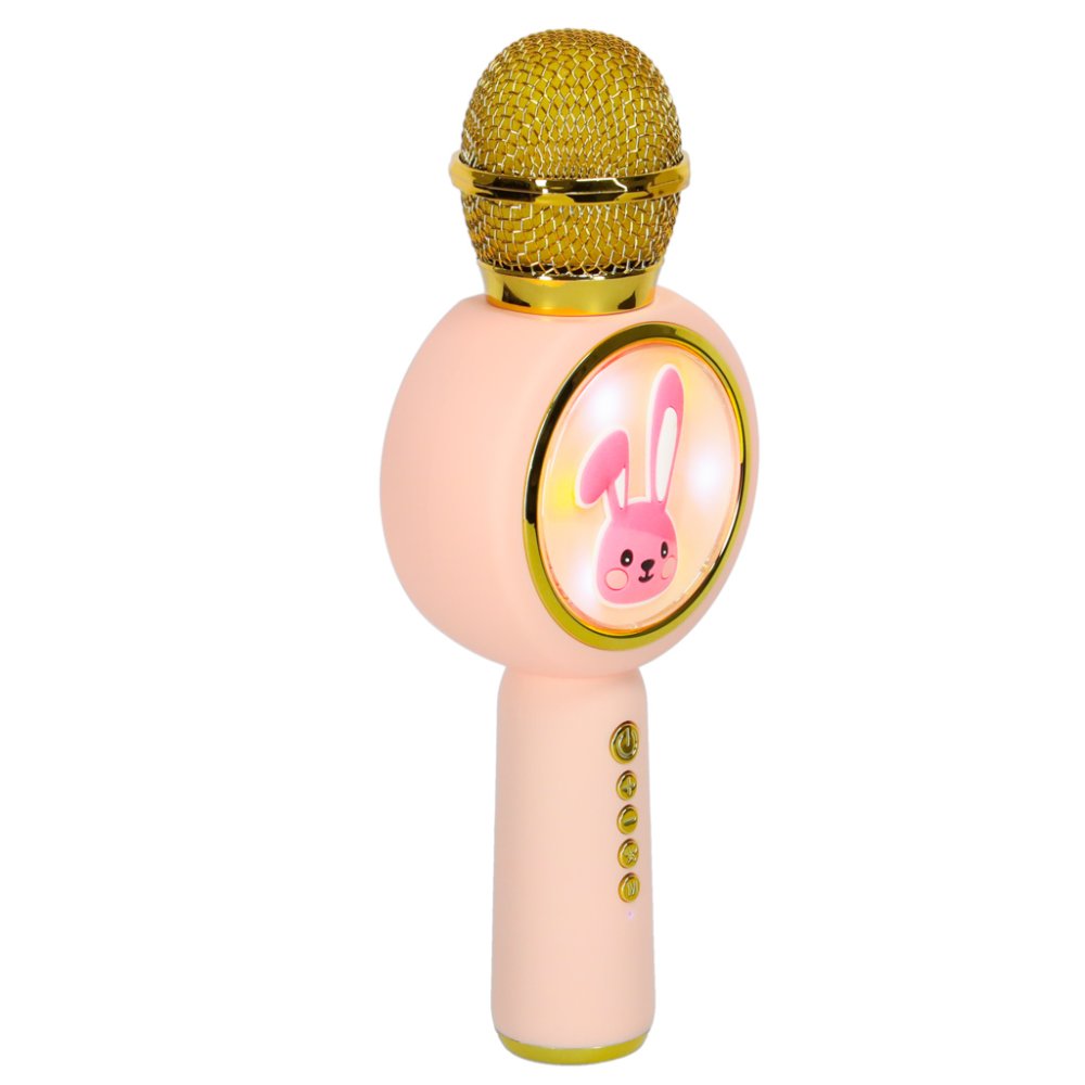 Wireless Karaoke Microphone with Bluetooth Speaker for Kids, Bunny, Pink (1)