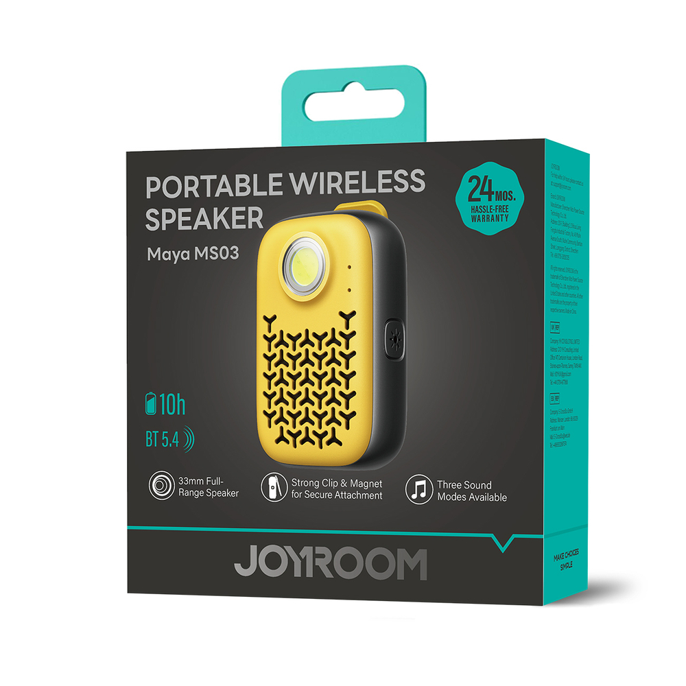 Joyroom Maya JR-MS03 portable Bluetooth speaker with built-in flashlight, resistant - yellow (0)