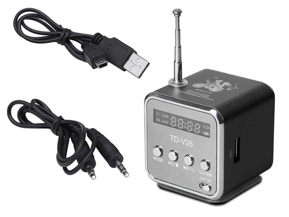 Wireless Bluetooth Speaker with FM Radio, USB, microSD, and Rechargeable Battery, Black (5)