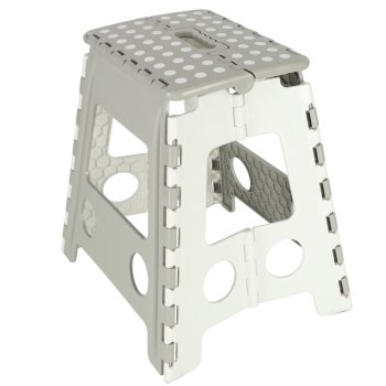 Folding Anti-slip Step Stool for Kitchen or Bathroom, 39cm, Light gray