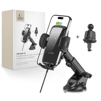 Tech-Protect CM15W-V1 Car Phone Holder with 15W Inductive Charger Cockpit/Air Vent - Black